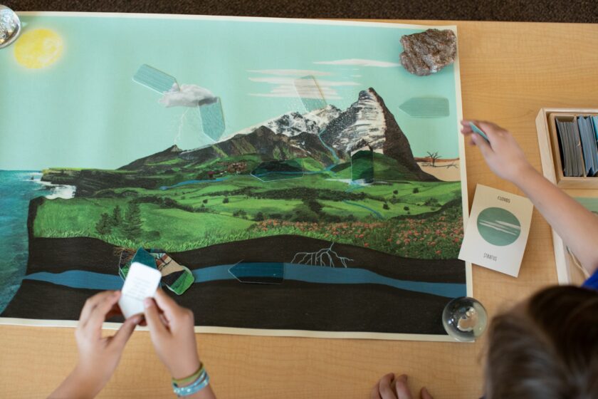 Children labeling an image.